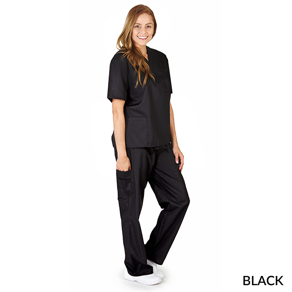 WOMEN SOLID V-NECK SCRUB SET (STYLE# 102W) - Image 3