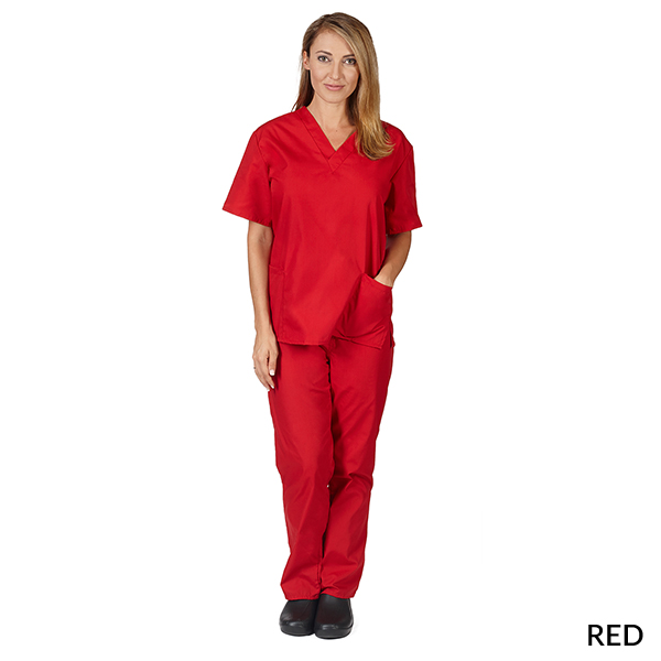 Unisex Solid V-Neck Scrub Set