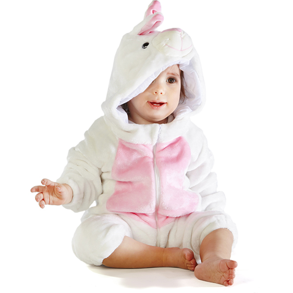 Animal Cosplay Outfits White Rabbit Costume Jumpsuit Infant Costume Boys Girls Winter Romper