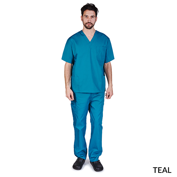 Men Solid V-Neck Scrub Set