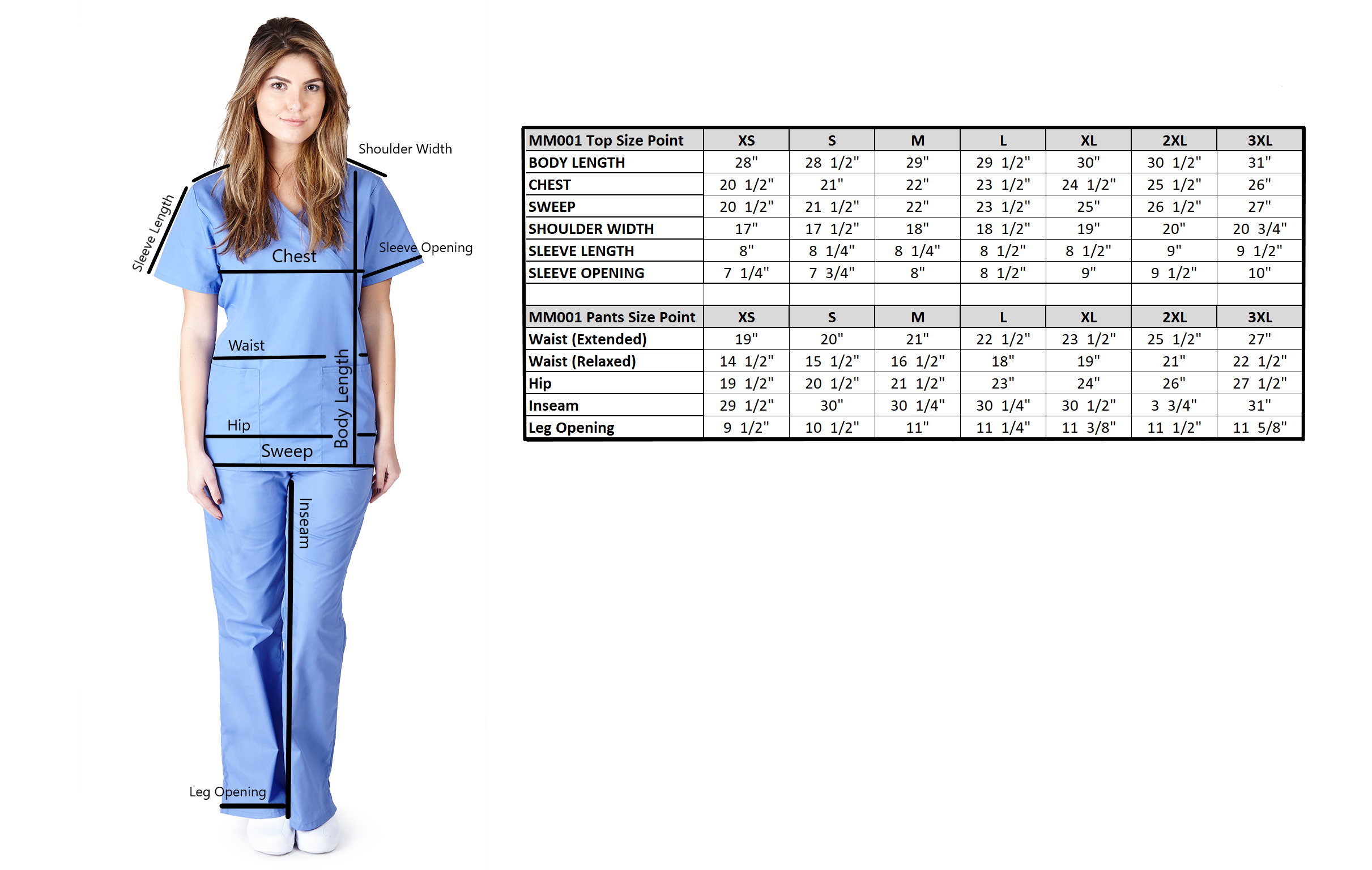 Nurse Scrubs Size Chart