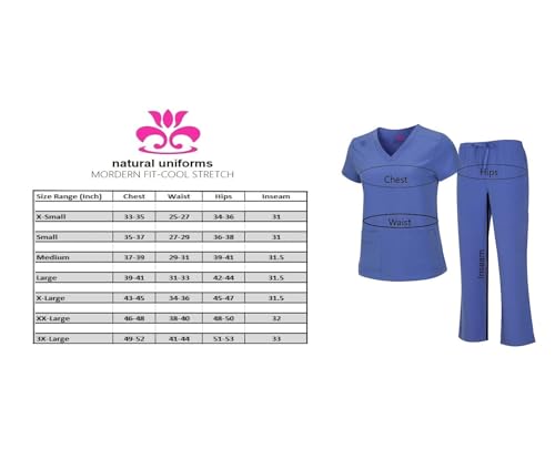 M&M SCRUBS Women's Breathable Cool Stretch Fabric Scrub Top and cargo Pant Set