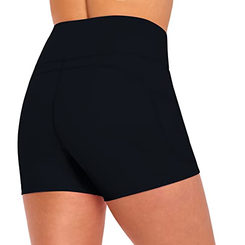 M&M SCRUBS Women's High Waist Yoga Shorts Tummy Control with Deep Pockets