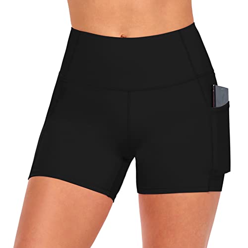 M&M SCRUBS Women's High Waist Yoga Shorts Tummy Control with Deep Pockets