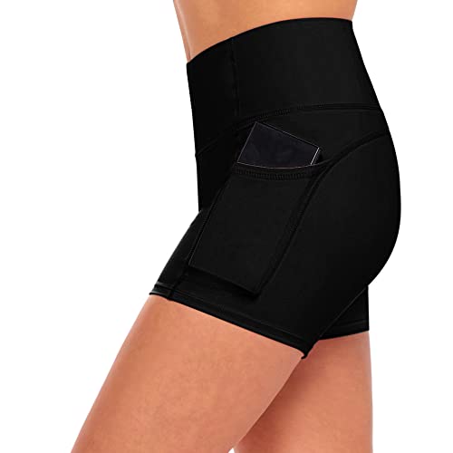 M&M SCRUBS Women's High Waist Yoga Shorts Tummy Control with Deep Pockets