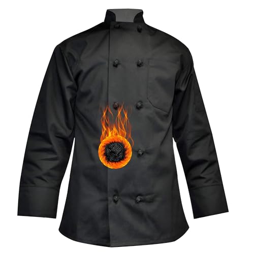 Long Sleeve Chef Coat Knot Button Chef Coat-Easy-Care Twill - Image 7