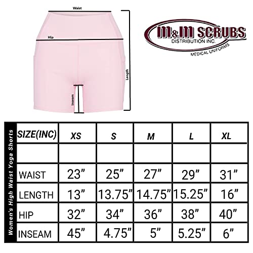 M&M SCRUBS Women's High Waist Yoga Shorts Tummy Control with Deep Pockets