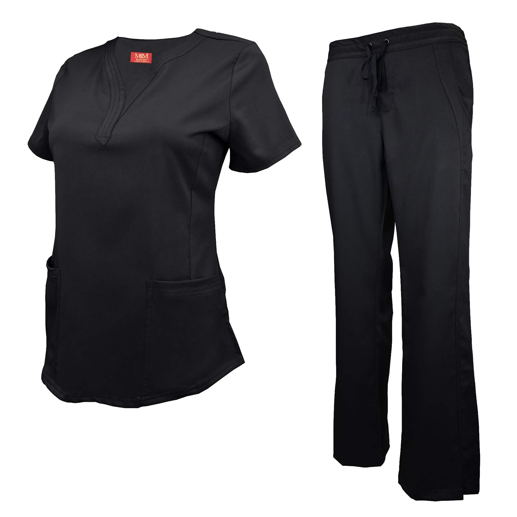 M&M SCRUBS Women's Ultra Soft Drop-Neck 2 Pocket Scrub Set