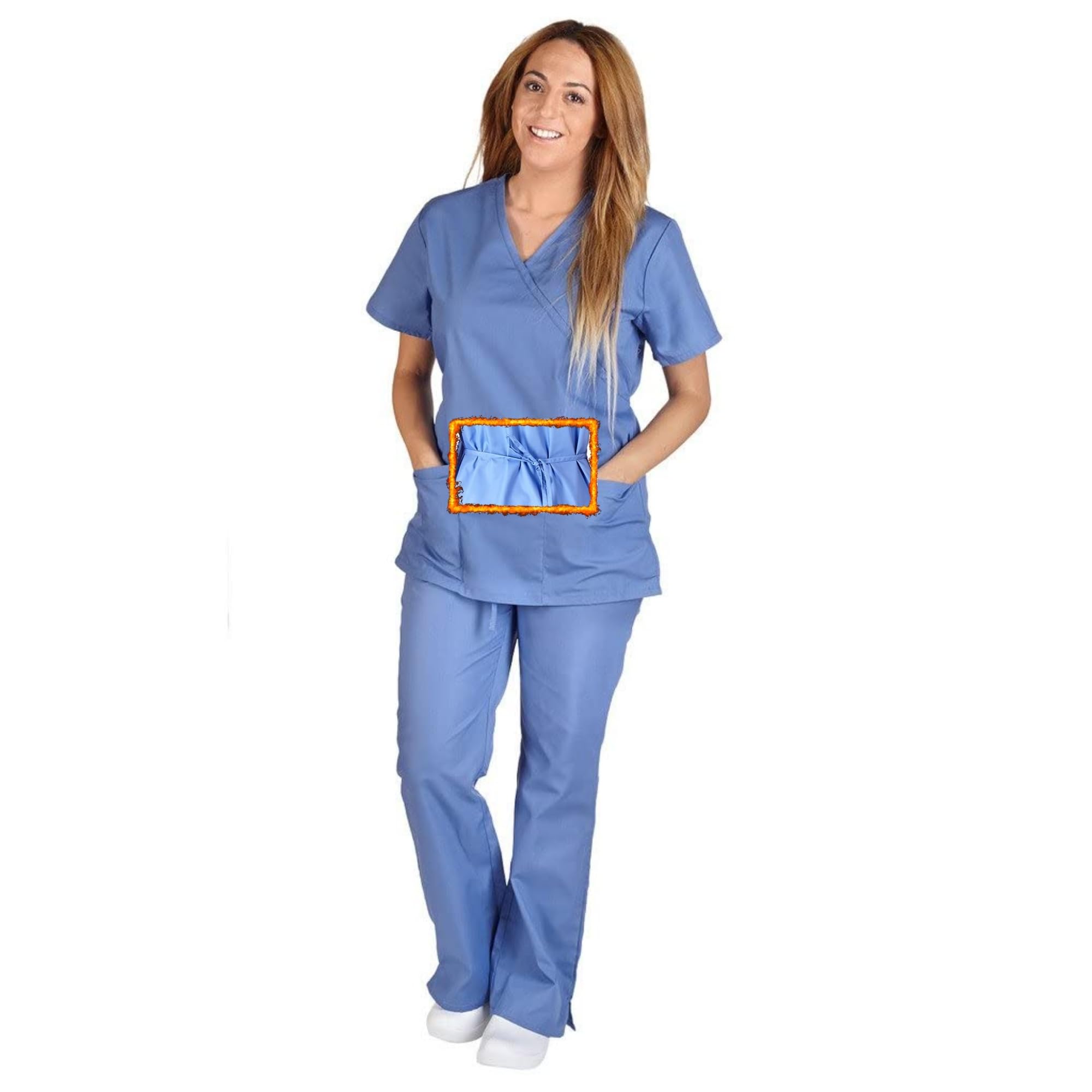M&M SCRUBS Women Mock Wrap/Flare Pant Set Medical Scrub Set ( STYLE MM001 ) - Image 5