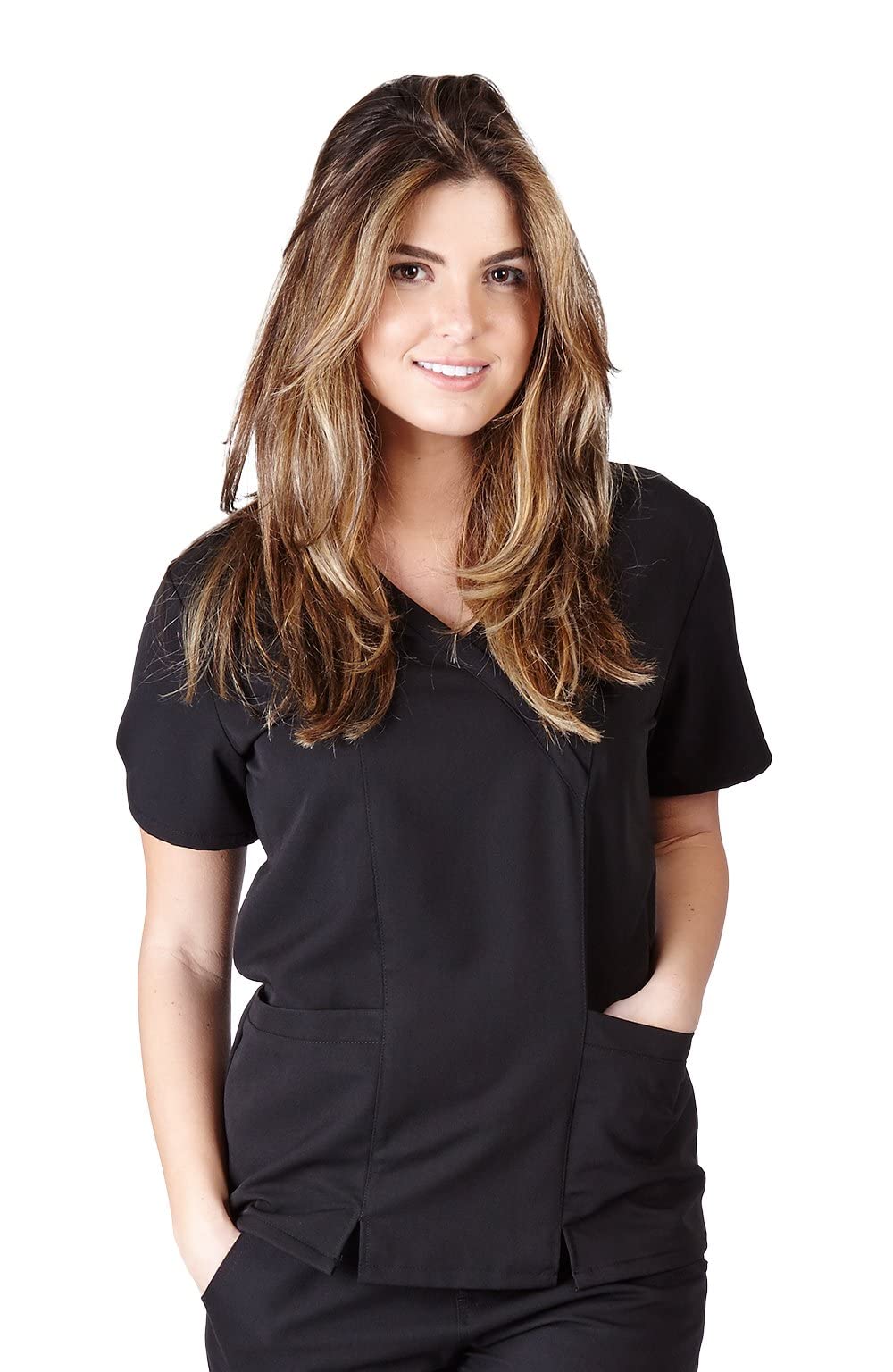ACTIVE UNIFORMS Women's Super Soft, Ultra Comfort Stretch Mock Wrap Scrub Top