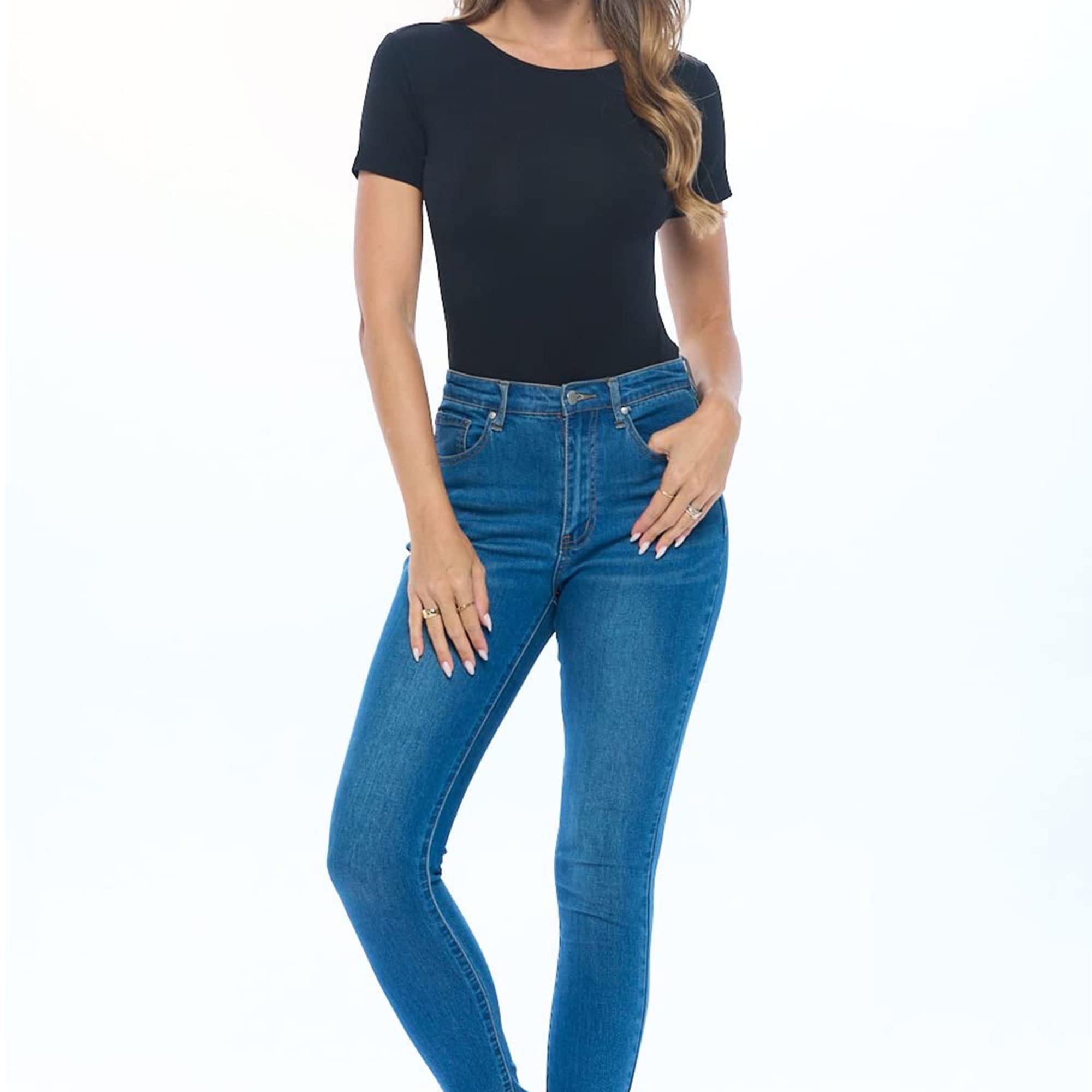 M&M SCRUBS Short Sleeve Round Neck Body Suit-Breathable Cotton Stretch