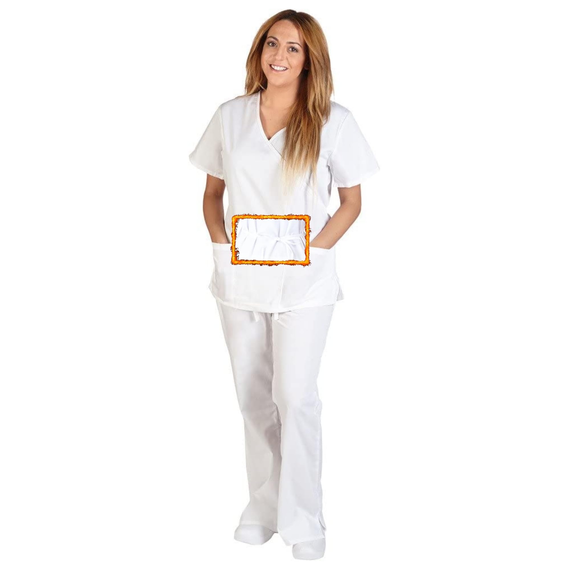 M&M SCRUBS Women Mock Wrap/Flare Pant Set Medical Scrub Set ( STYLE MM001 ) - Image 7