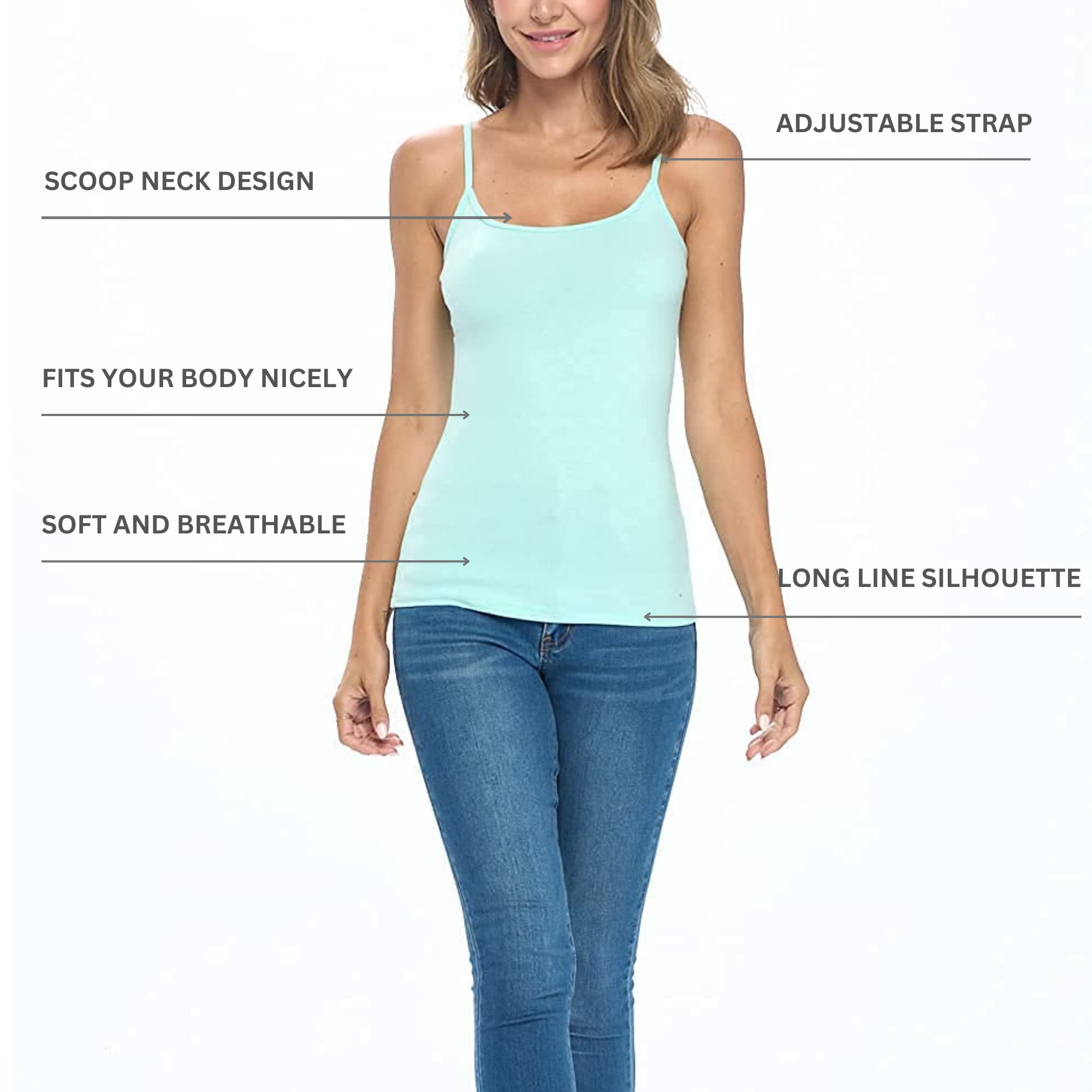 M&M SCRUBS Women's Soft and Breathable Cotton Stretch Camisole with Adjustable Strap Tank Top