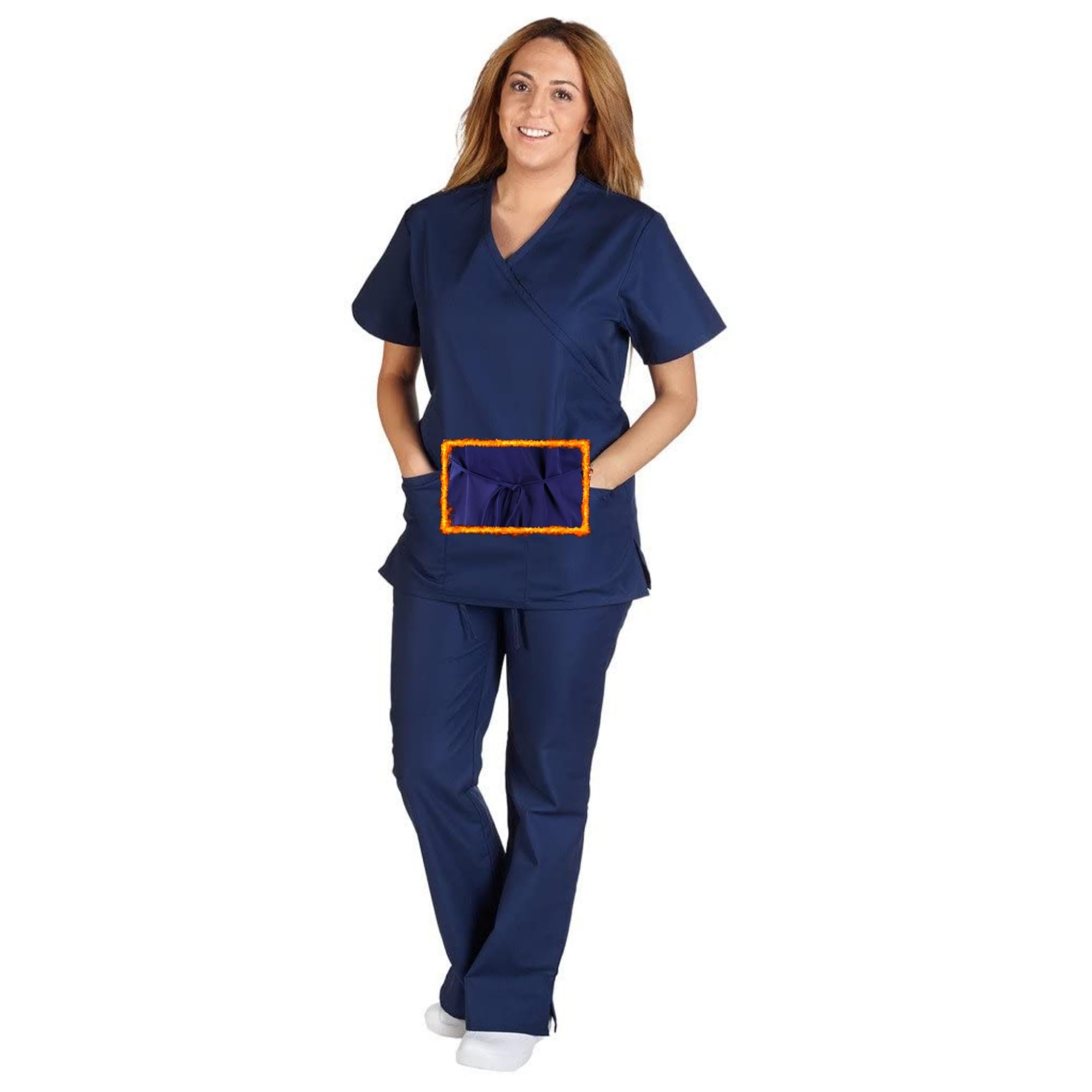 M&M SCRUBS Women Mock Wrap/Flare Pant Set Medical Scrub Set ( STYLE MM001 )