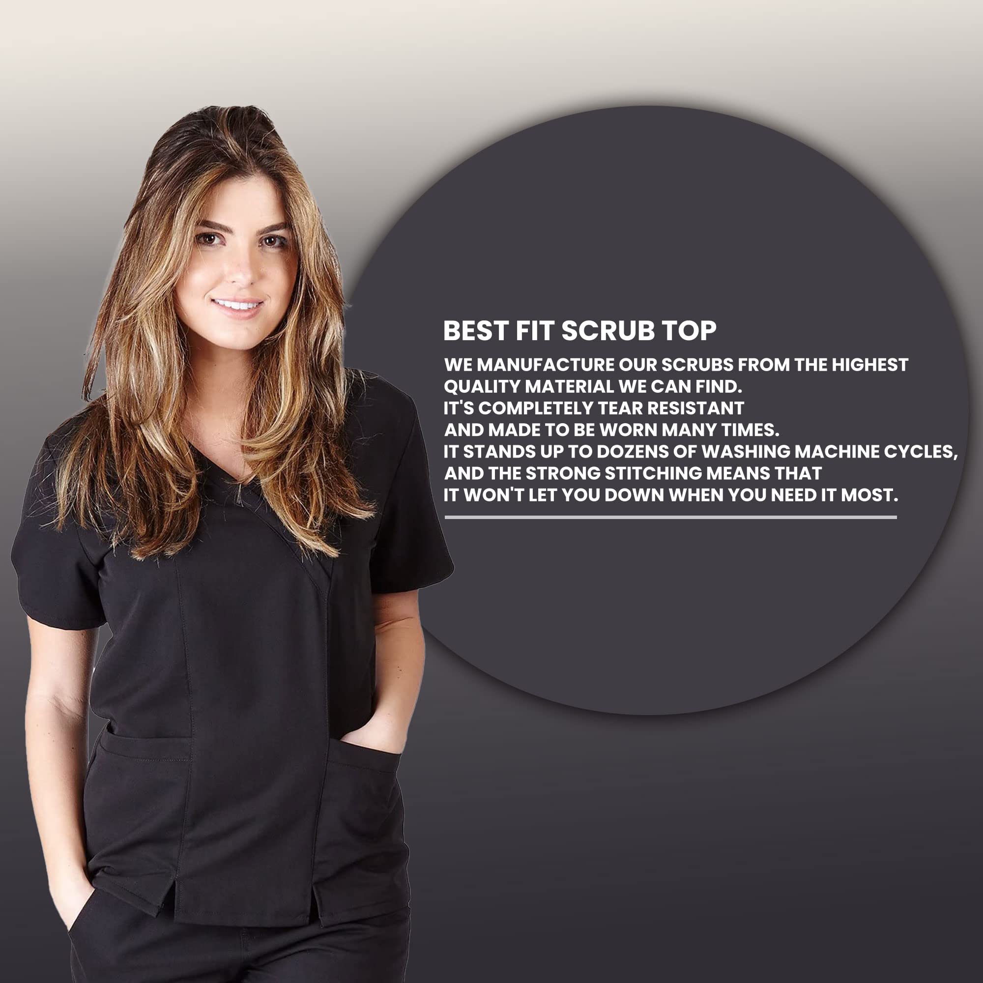 ACTIVE UNIFORMS Women's Super Soft, Ultra Comfort Stretch Mock Wrap Scrub Top