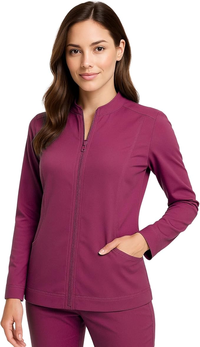 Women's Ultra Soft Front Zip Warm-Up Scrub Jacket