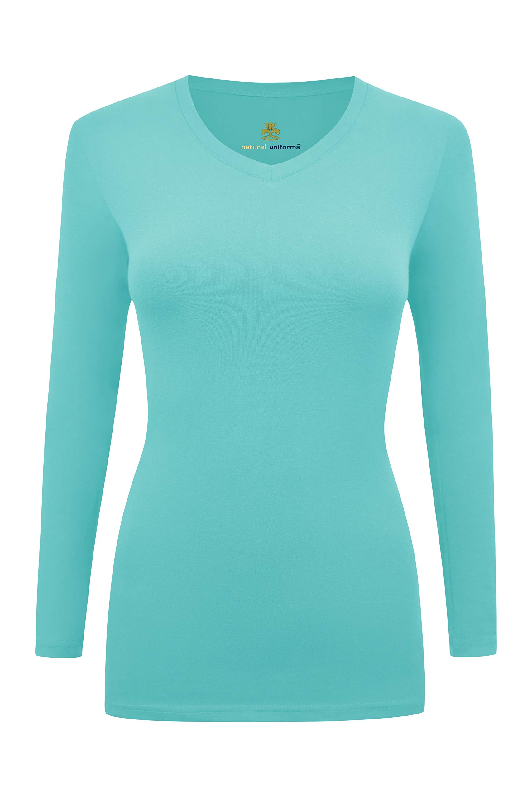 M&M SCRUBS Women's Under Scrub Tee V-Neck Long Sleeve T-Shirt ( STYLE 717 )