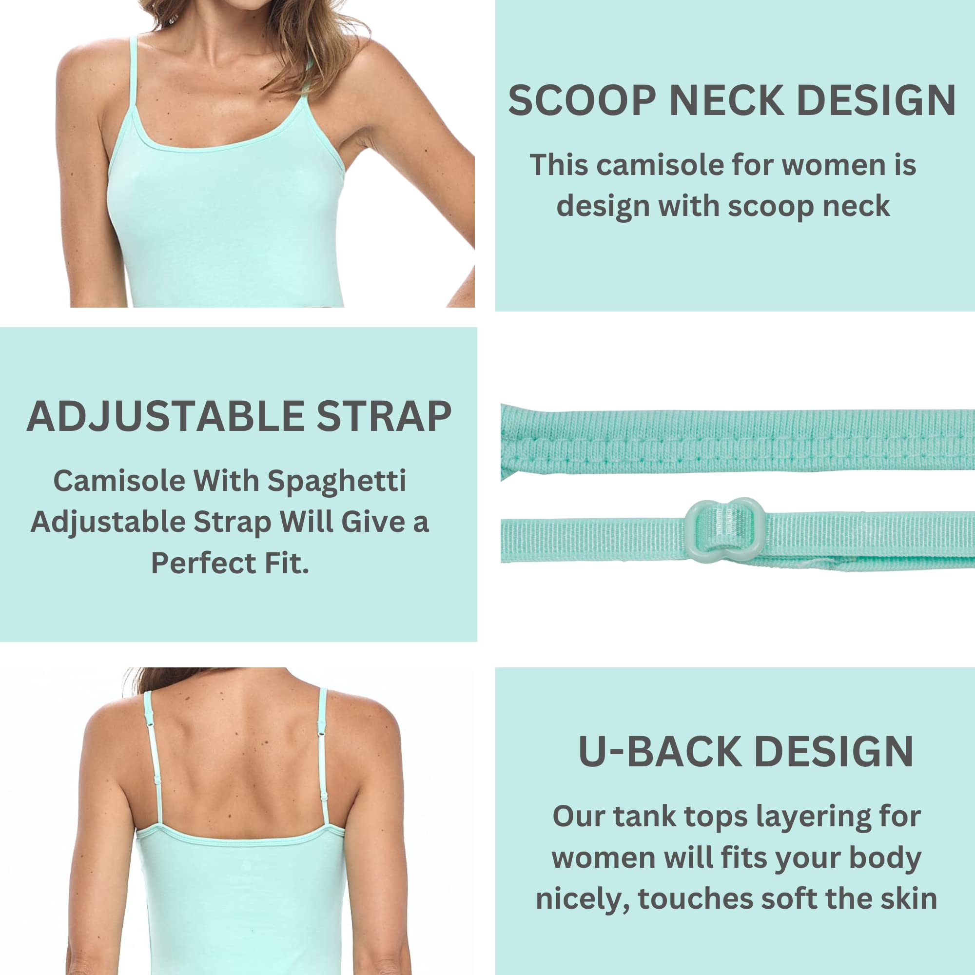 M&M SCRUBS Women's Soft and Breathable Cotton Stretch Camisole with Adjustable Strap Tank Top