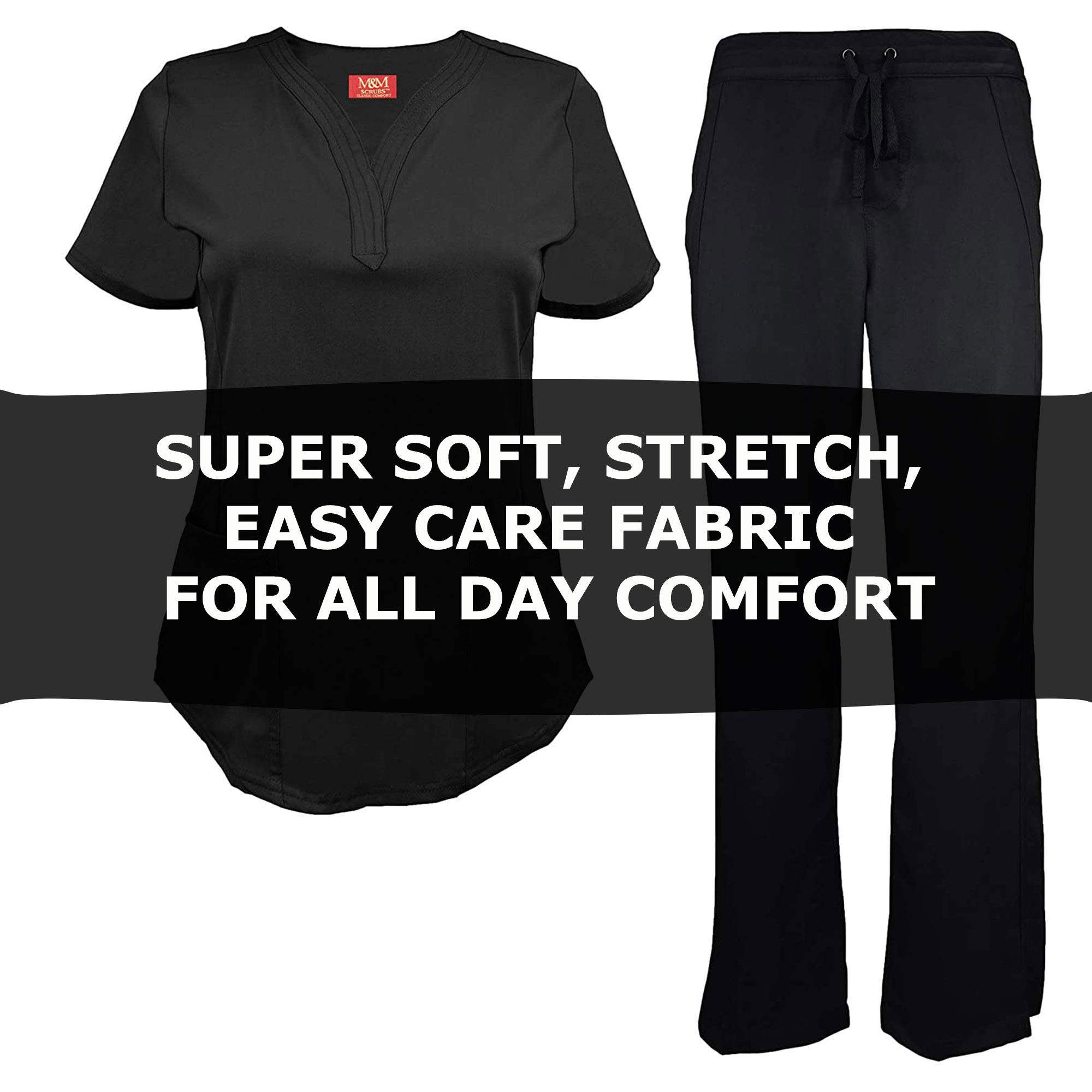 M&M SCRUBS Women's Ultra Soft Drop-Neck 2 Pocket Scrub Set