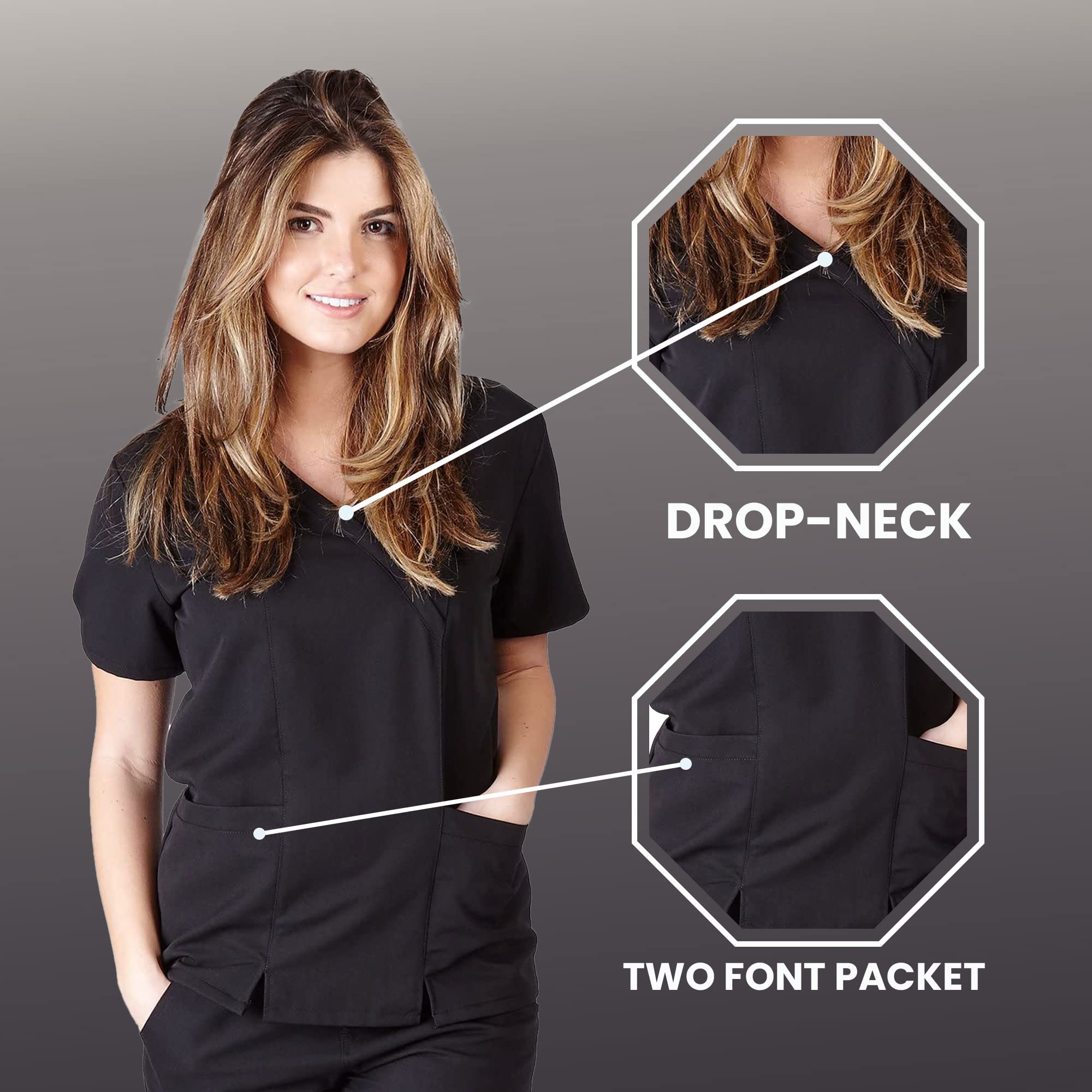 ACTIVE UNIFORMS Women's Super Soft, Ultra Comfort Stretch Mock Wrap Scrub Top