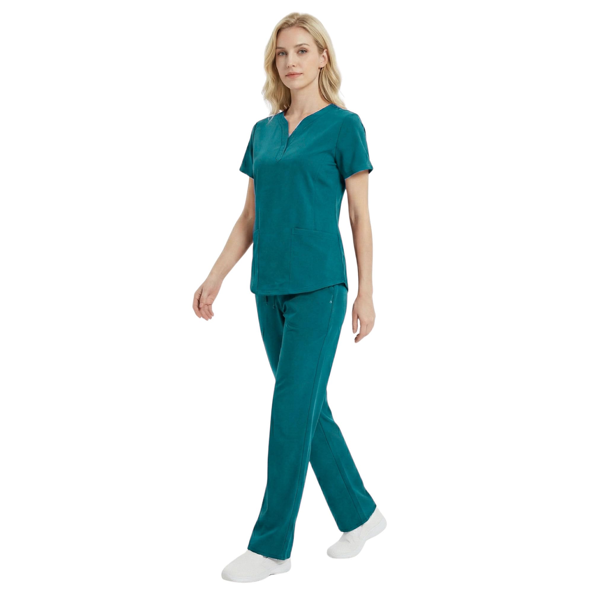 M&M SCRUBS Women's Ultra Soft Drop-Neck 2 Pocket Scrub Set ( STYLE 8200 )