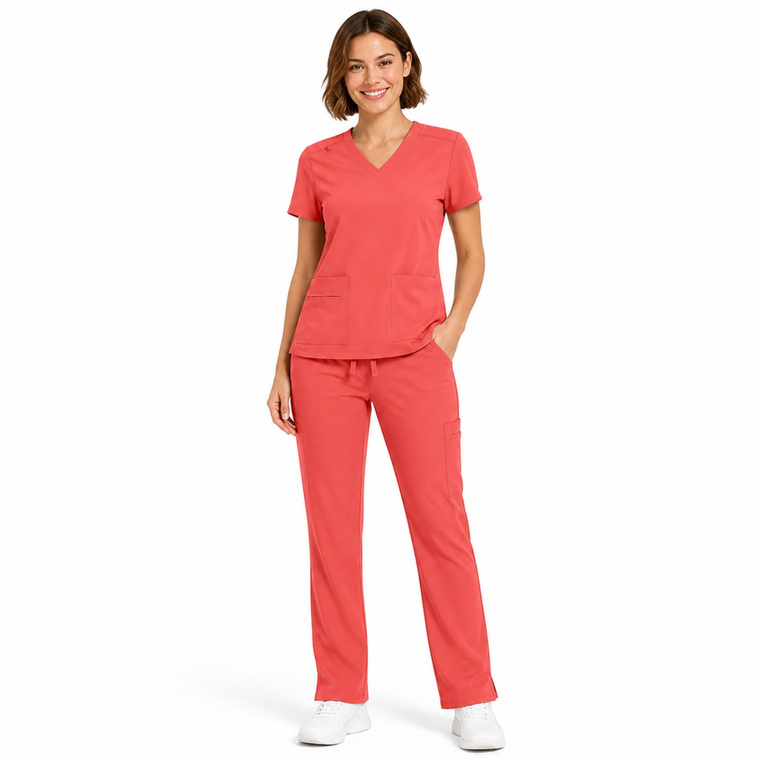 M&M SCRUBS Women's Breathable Cool Stretch Fabric Scrub Top and cargo Pant Set ( STYLE 8400 )