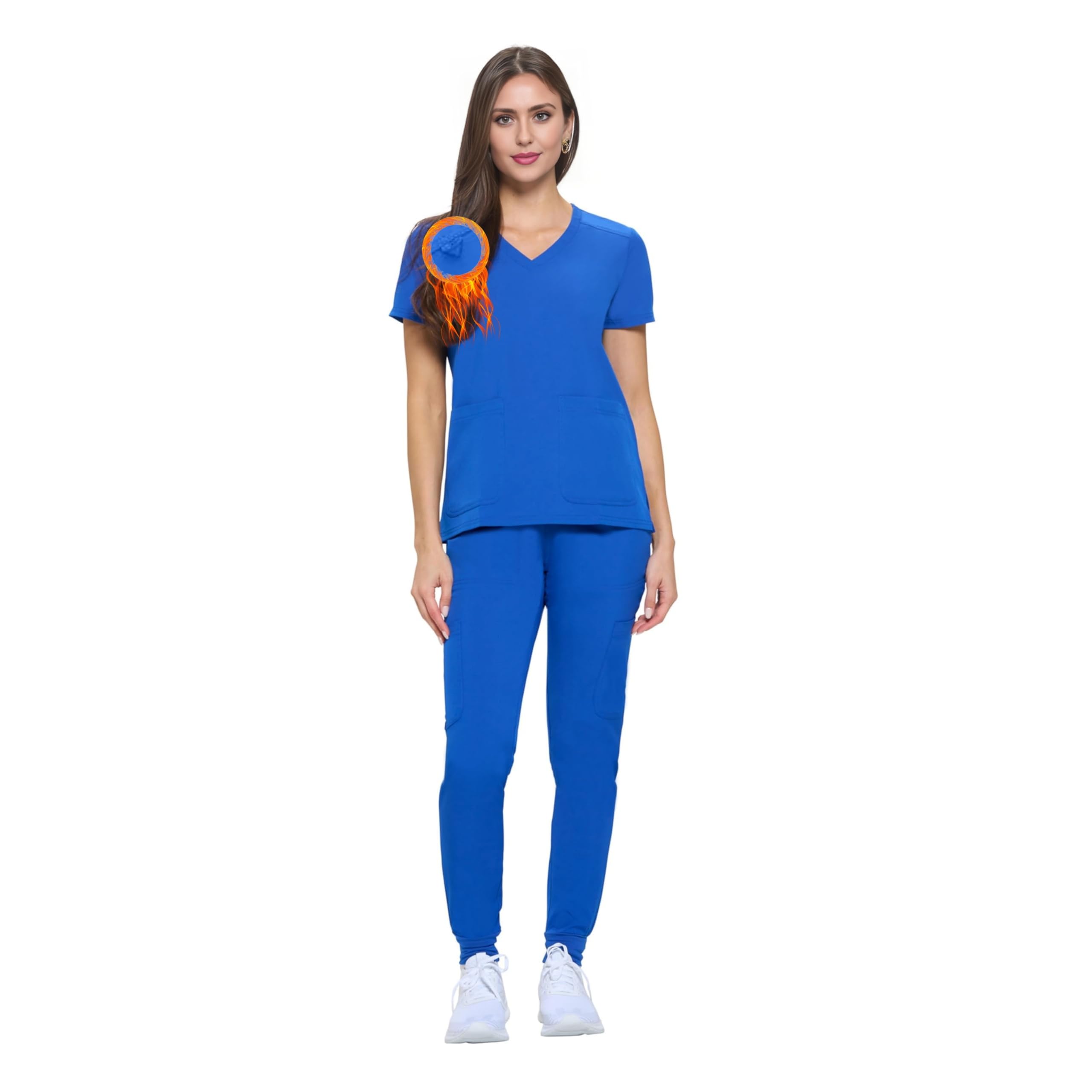 M&M SCRUBS Women's Essential Jogger Scrub Set Nursing Uniform Clearance Cool Stretch Scrub Top and Pant Workwear ( STYLE 8533 )