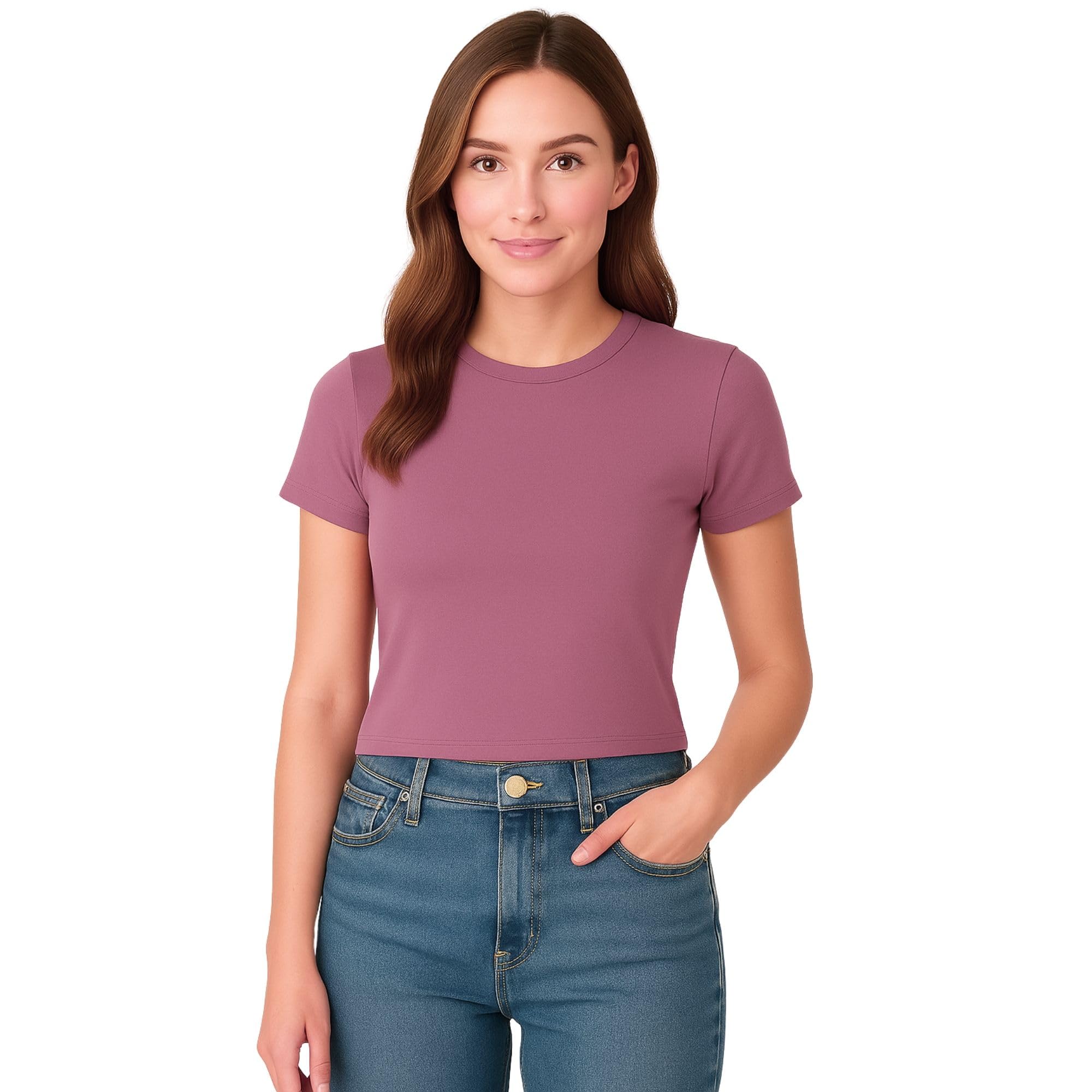M&M SCRUBS Women's Short Sleeve Y2K Baby Tee Crop Tops Super Stretch Casual, Workout Shorts T-Shirts (STYLE 7267) - Image 6