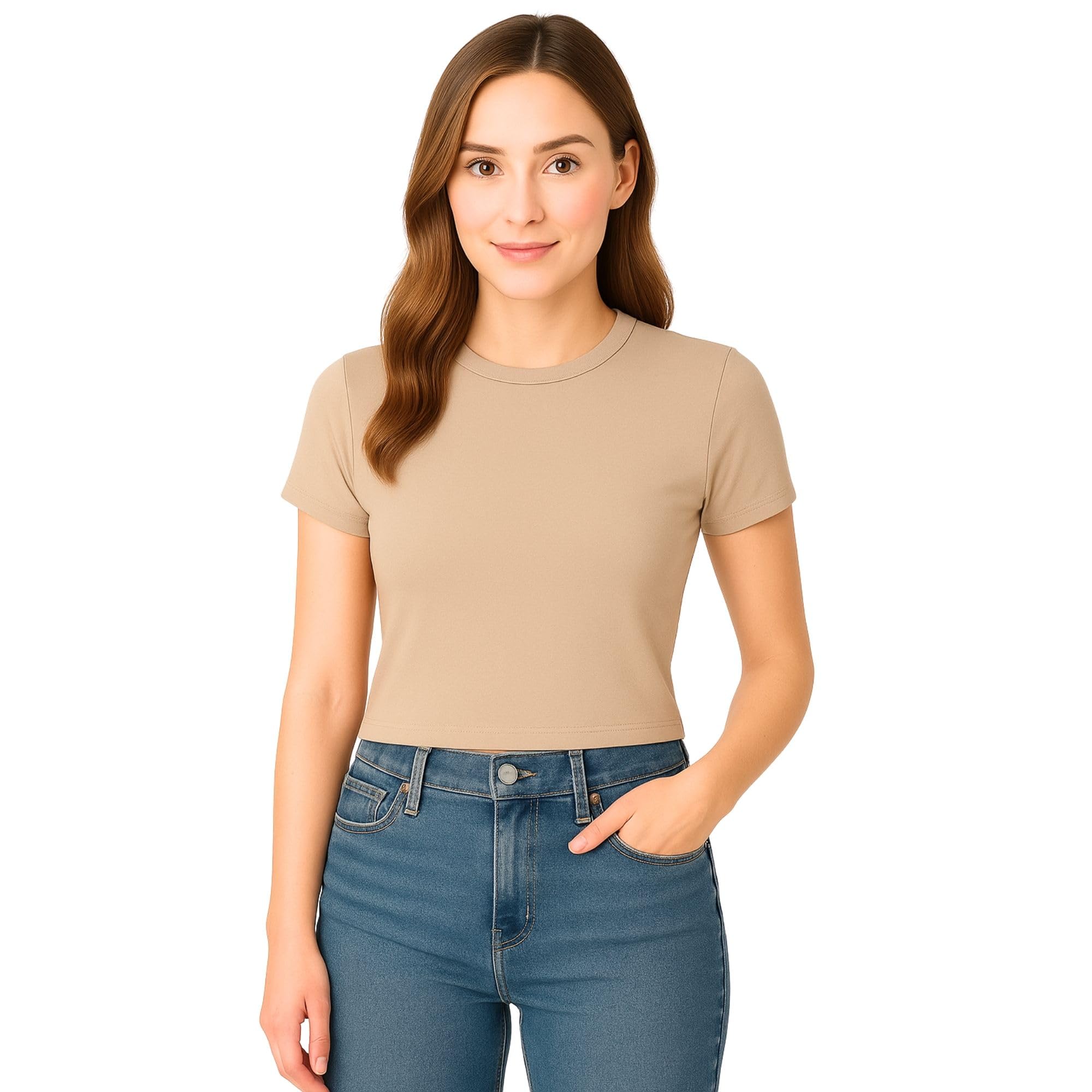 M&M SCRUBS Women's Short Sleeve Y2K Baby Tee Crop Tops Super Stretch Casual, Workout Shorts T-Shirts (STYLE 7267) - Image 5